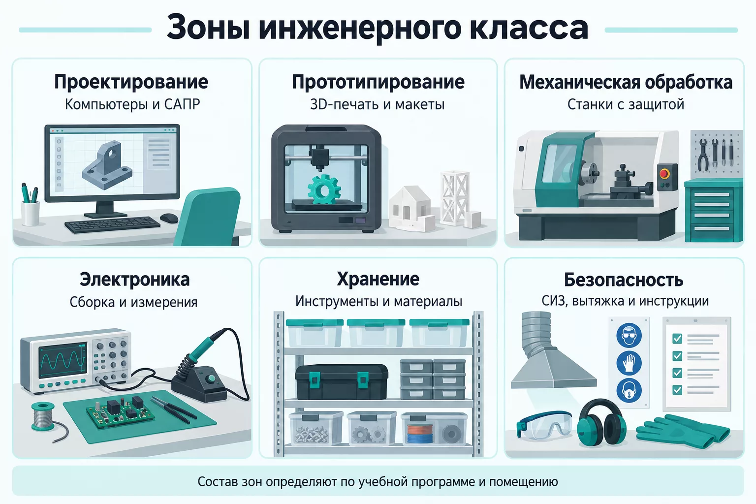 Шесть функциональных зон инженерного класса