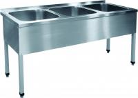 Ванна моечная, 3 секции, краш.каркас, 1770х600х860 мм