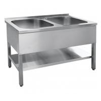 Ванна моечная, 2 секции + полка, нерж.ст., 1200х600х860 мм